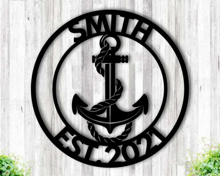 Personalized Metal Anchor Sign, Beach House Sign Personalized, Anchor Wall Decor, Family Name Metal Sign, Last Name Sign, Front Porch Sign