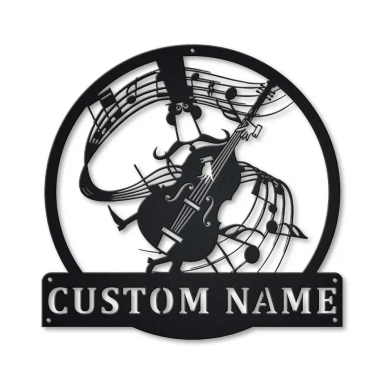 Personalized Double Bass Monogram Metal Sign Art, Custom Double Bass Monogram Metal Sign, Double Bass Gifts For Men, Musical Instrument