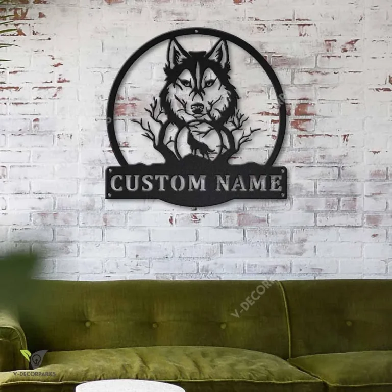 Personalized Wolf Monogram Metal Sign Art, Custom Wolf Monogram Metal Sign, Wolf Monogram Gifts Funny, Animal Gift, Animal Custom