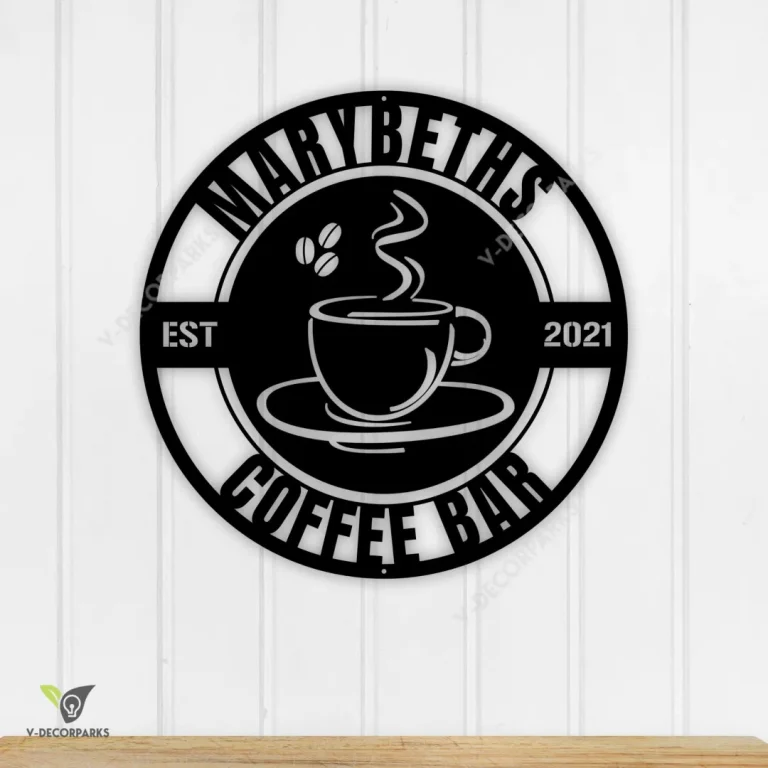 Personalized Coffee Bar Metal Sign, Coffee Bar Decor, Coffee Sign, Metal Coffee Sign, Coffee Metal Wall Art, Coffee Shop Sign, Name Sign