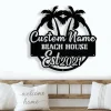 Beach House Palm Tree Metal Sign, Custom Family Name Metal Sign, Beach House Sign, Deck Sign, Patio Sign, Outdoor Metal Sign