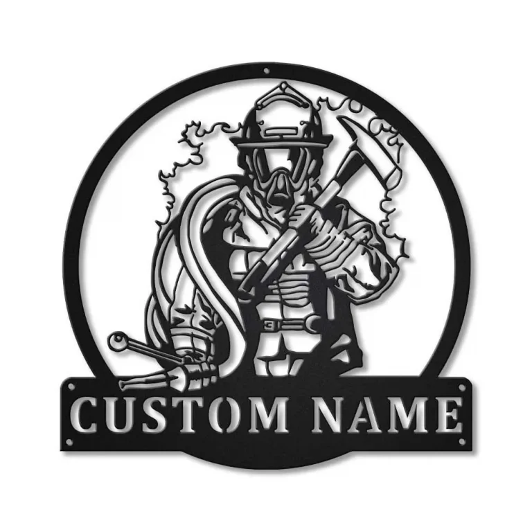 Personalized Fireman Firefighter Metal Sign Art, Custom Fireman Firefighter Monogram Metal Sign, Fireman Firefighter Gifts, Job Gift