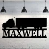 Custom Truck Driver Name Sign, Semi Truck Wall Sign, Tractor Trailer Gift, Eighteen Wheeler Present, Trucker Christmas Gift, Metal Truck Art