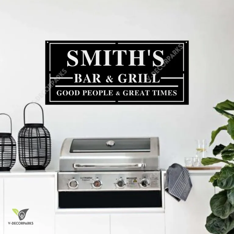 Backyard Bar And Grill Custom Sign, Personalized Backyard Bbq Metal Sign, Family Name Bar And Grill Metal Sign, Custom Bar Sign