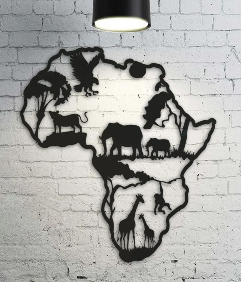 Africa Metal Wall Decor, Metal Wall Art, Metal Wall Hangings Metal Signs, Interior Decoration, Housewarming Gifts, Living Room Decor