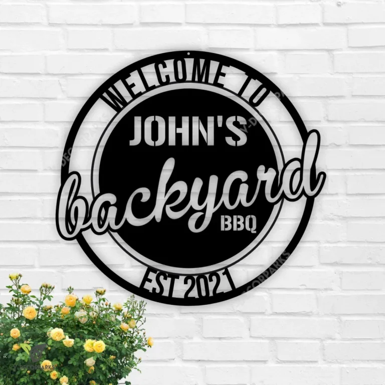 Personalized Backyard Bbq Metal Sign, Custom Outdoor Kitchen Sign,bbq Metal Sign,metal Wall Decor, Bbq Decor, Grill Gifts For Dad