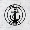 Personalized Family Name Anchor Metal Sign, Anchor Housewarming Gift, Cottage Sign, Wedding Gift, Metal Monogram Sign