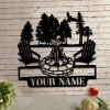 Camping Outdoor Campfire Metal Sign, Custom Metal Wall Art, Family Name Sign, Name Camping Sign, Happy Camper, Metal Wall Decor