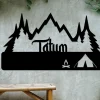 Tent Camping Scene Metal Sign, Mountain Sign, Fire Metal Sign, Camping Sign, Outdoor Enthusiasts, Metal Sign, Metal Wall Art, Monogram Metal