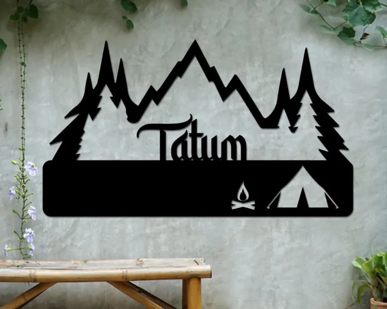 Tent Camping Scene Metal Sign, Mountain Sign, Fire Metal Sign, Camping Sign, Outdoor Enthusiasts, Metal Sign, Metal Wall Art, Monogram Metal