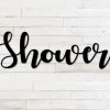 Shower Metal Word Art, Autumn Script Word Art, Indoor Outdoor Shower Metal Sign, Metal Wall Art, Farmhouse Decor, Shower Word Art