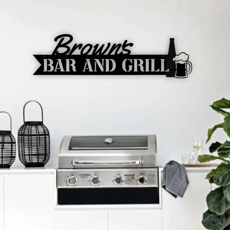 Custom Bar Sign, Home Bar Sign, Man Cave Sign, Bar And Grill Sign, Backyard Bbq, Metal Sign, Anniversary Gift, Gifts For Dad