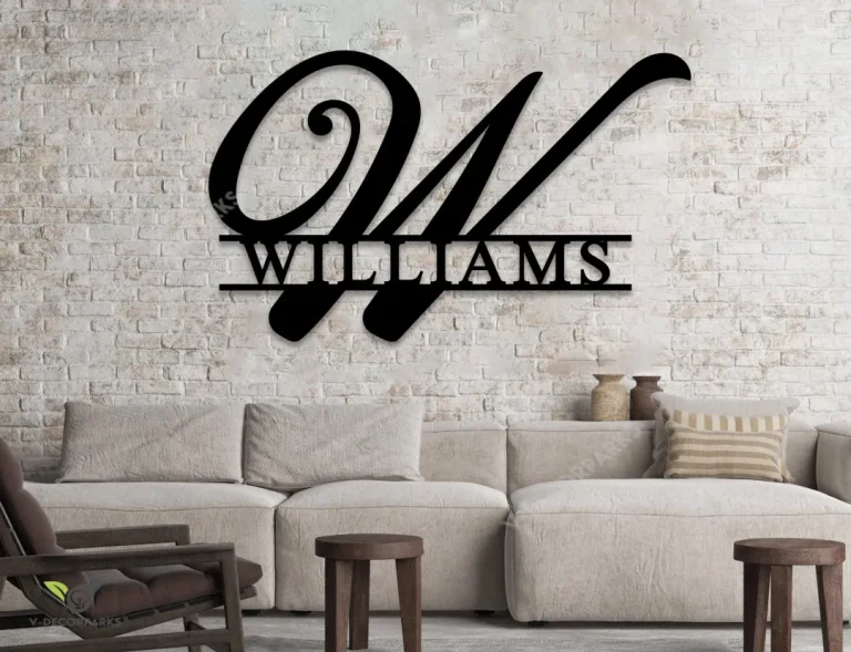 Custom Metal Name Sign, Personalized Metal Sign, Last Name Sign, Family Name Sign, Metal Wall Art, Split Monogram, Wedding Gift Outdoor Sign
