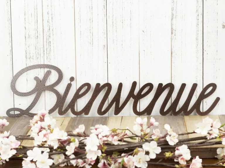 Bienvenue French Welcome Metal Wall Art, Outdoor Welcome Sign, Housewarming Gift