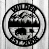 Personalized Bear Metal Sign, Bear In Woods Cabin Sign, Family Name Black Bear Sign, Personalized Bear Sign, Fishing Bear Sign,