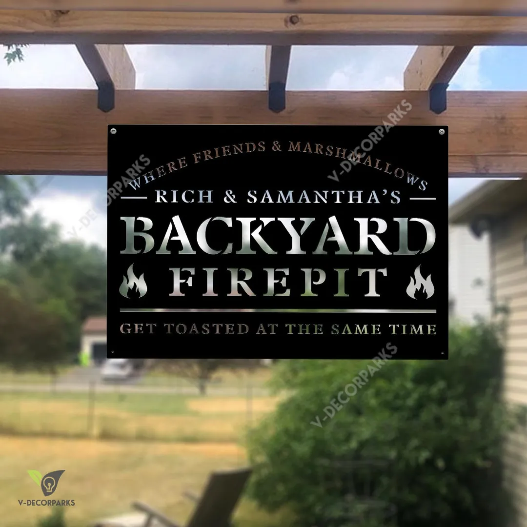 il_fullxfull.3189579457_t9rq_a35b3314-68c9-473a-80f1-2e7f42da9f1b.webp Personalized Backyard Firepit Sign, Welcome Sign, Get Toasted At The Same Time, Custom Your Metal Sign, Backyard Decor, Sign For House