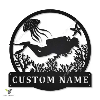 Personalized Scuba Diving Sport Monogram Metal Sign Art, Custom Scuba Diving Sport Metal Sign, Hobbie Gifts, Sport Gift, Birthday Gift