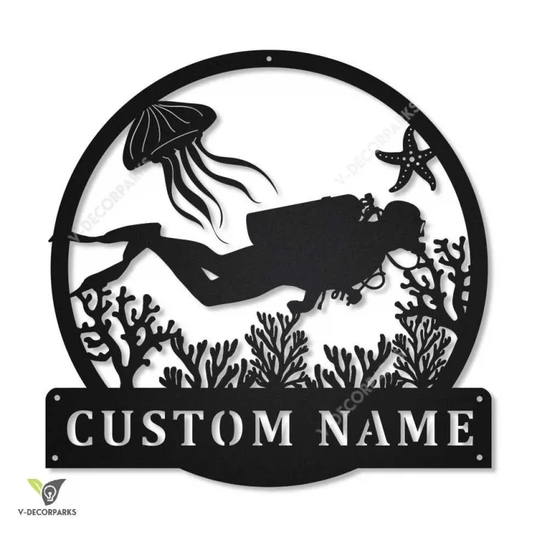 Personalized Scuba Diving Sport Monogram Metal Sign Art, Custom Scuba Diving Sport Metal Sign, Hobbie Gifts, Sport Gift, Birthday Gift
