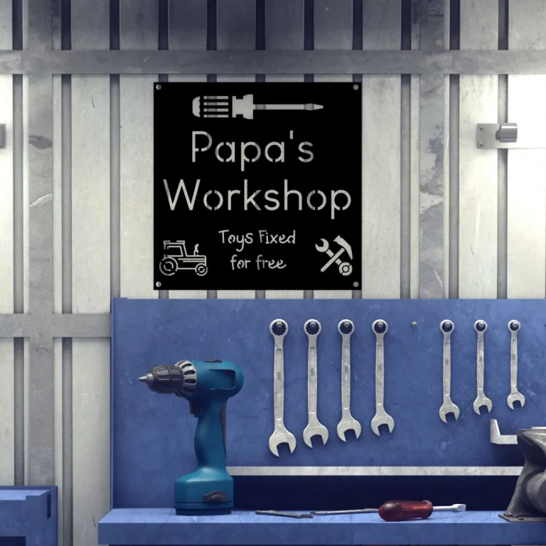 Workshop Signs For Grandpa, Papa, Poppa, Pappy Or Daddy, Toys Fixed For Free, Metal Sign, Usa Made, Grandparents Day Sign, Father's Day