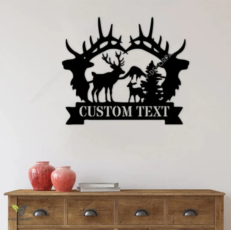 Deer Hunting Custom Name Metal Sign, Hunting Gift, Deer Sign, Deer Antler Decor, Deer Hunter Gift, Deer Camp Metal Wall Art