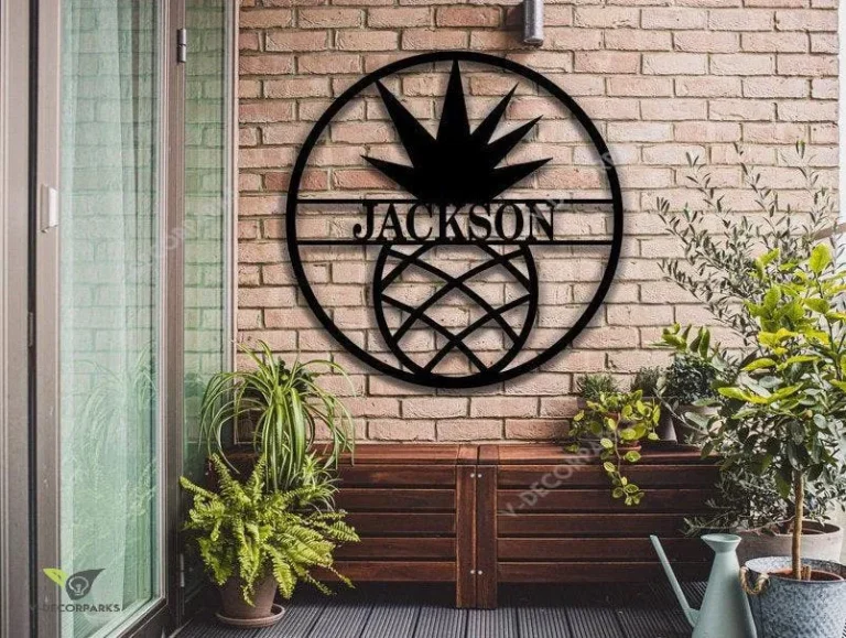 Personalized Pineapple Sign, Custom Name Sign In Pineapple , Customizable Weatherproof Door Hanger Or Wall Art Powder Coat, Closing Gift