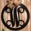 Monogram Door Hanger, Metal Acm Door Wreath, Front Porch Or Back Patio Decor, Custom Initial Gift Idea