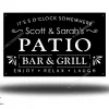 Personalized Metal Family Bar And Grill Sign - Outdoor Last Name Patio Decor - Man Cave