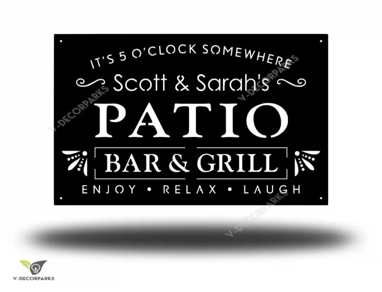 Personalized Metal Family Bar And Grill Sign - Outdoor Last Name Patio Decor - Man Cave