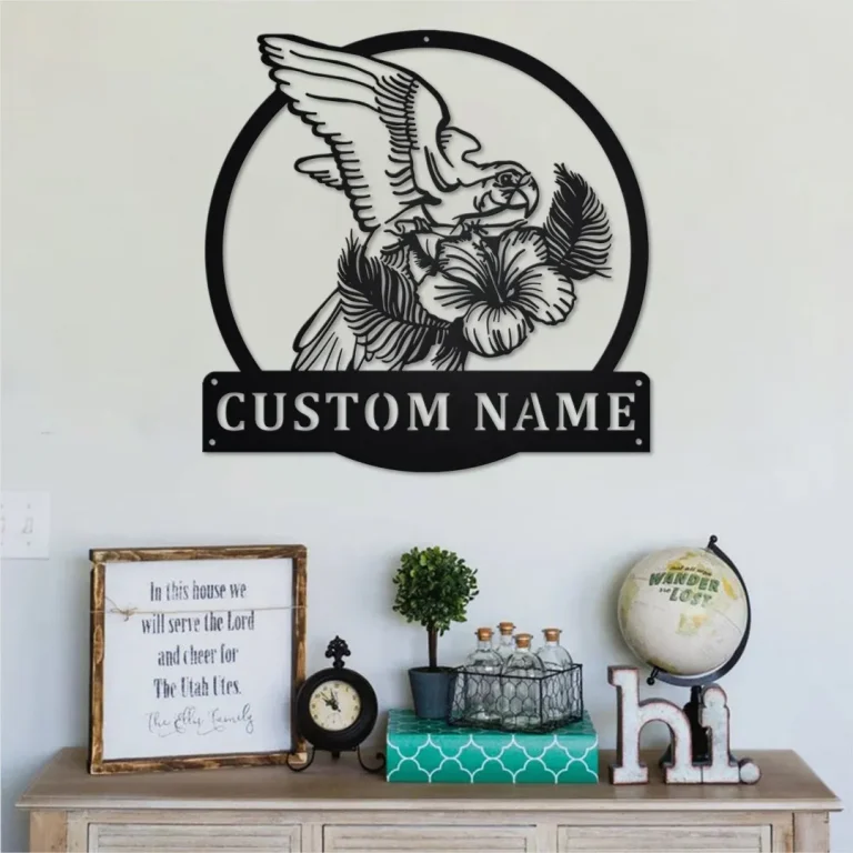 Parrot With Tropical Personalized Metal Sign, Parrot Metal Wall Art, Parrot Metal Wall Decor, Parrot Lover Gift, Parrot Decoration