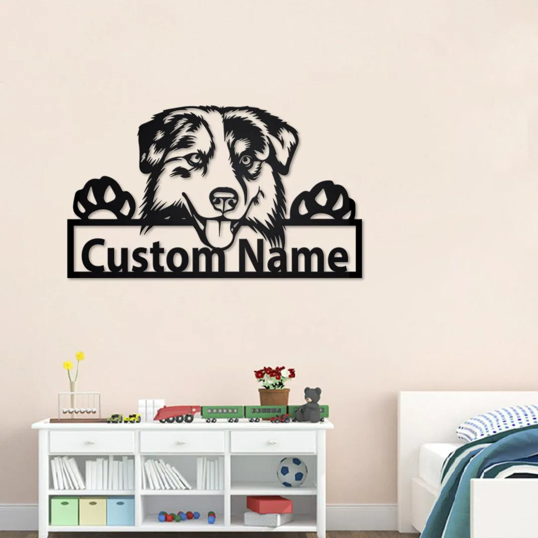 il_fullxfull.3213727623_5rlt_43d11f44-9f22-435e-a497-38eb8e7a321a.webp Personalized Australian Shepherd Metal Sign, Australian Shepherd Metal Wall Art, Dog Metal Sign, Australian Shepherd Lover Gift, Dog Gift