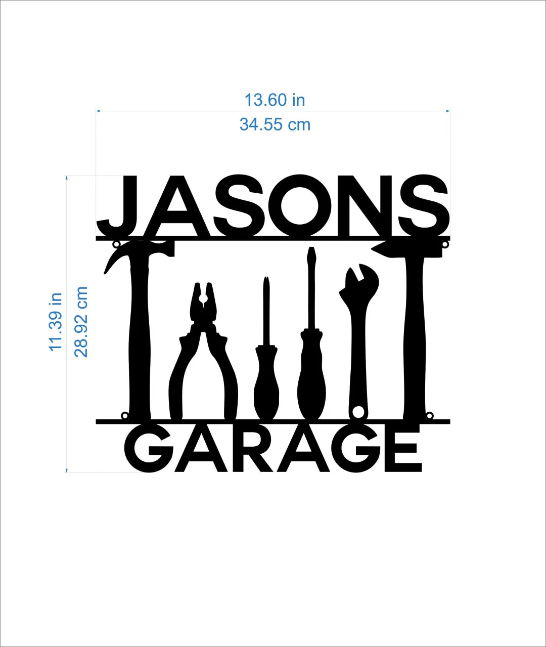 il_fullxfull.3217066351_hmdj.webp Personalized 14" Metal Garage Sign Custom Name Sign Garage Location Metal Wall Art Housewarming Plaque Decor Man Cave Dads Gift For Mechanic