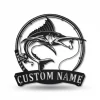 Personalized Marlin Fishing Fish Pole Metal Sign Art, Custom Marlin Fishing Metal Sign, Marlin Fishing Gifts For Men, Marlin Fishing Gift