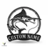 Personalized Marlin Fishing Fish Pole Metal Sign Art, Custom Marlin Fishing Metal Sign, Marlin Fishing Gifts For Men, Marlin Fishing Gift