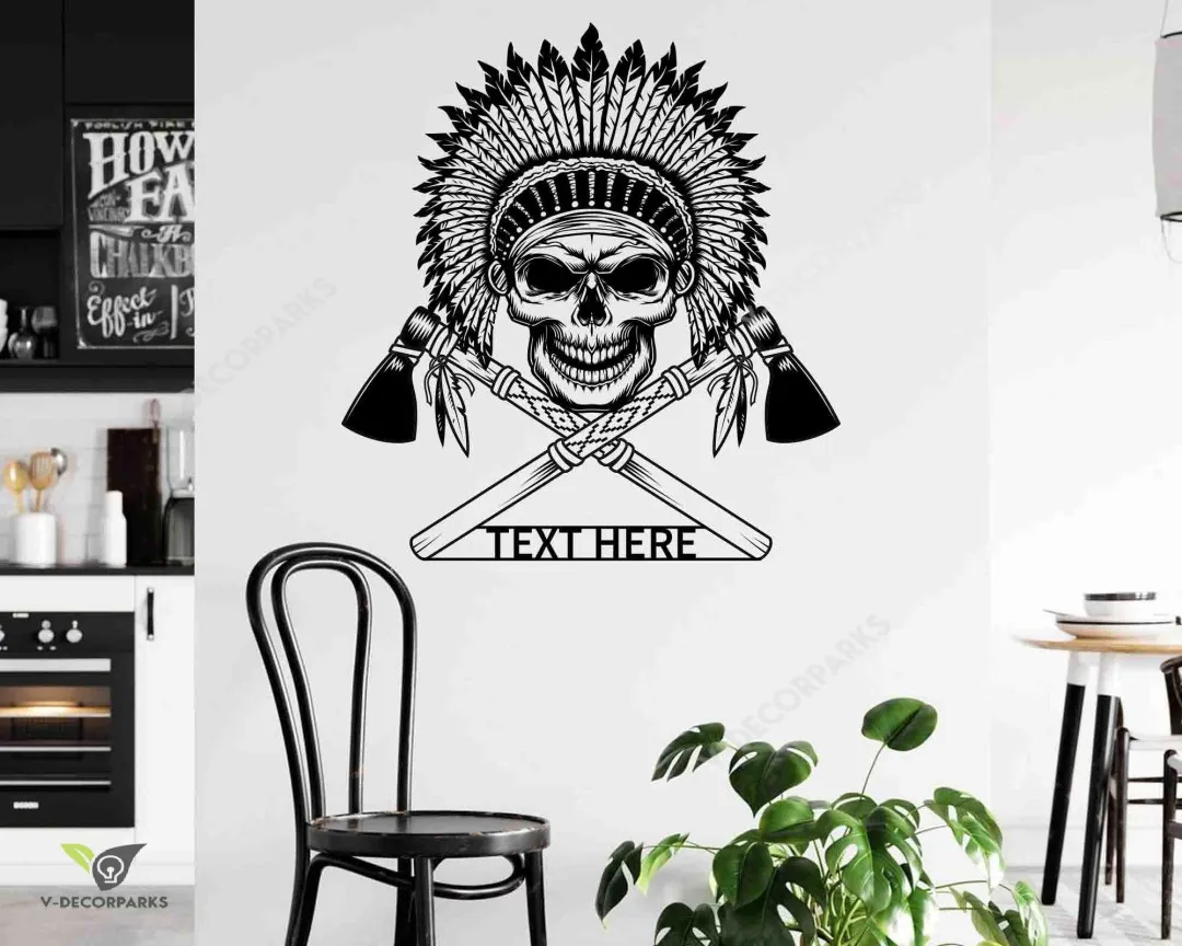 il_fullxfull.3230425255_sx5q_5ba43517-71c6-400f-8413-e207f872cc78.webp Personalized Native Skull Metal Wall Art, Sign For Home, Skull Signs, American Native Metal Sign, Housewarming Gift, House Decor, Skull