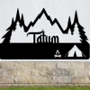 Tent Camping Scene Metal Sign, Mountain Sign, Fire Metal Sign, Camping Sign, Outdoor Enthusiasts, Metal Sign, Metal Wall Art, Monogram Metal