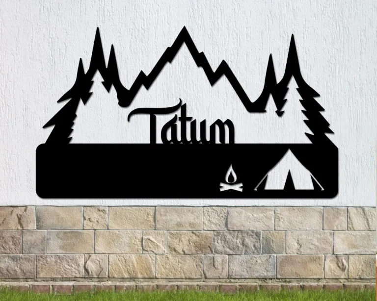 Tent Camping Scene Metal Sign, Mountain Sign, Fire Metal Sign, Camping Sign, Outdoor Enthusiasts, Metal Sign, Metal Wall Art, Monogram Metal