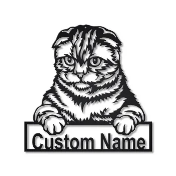 Personalized Scottish Fold Cat Metal Sign Art, Custom Scottish Fold Cat Metal Sign, Animal Gift, Pets Gift, Birthday Gift