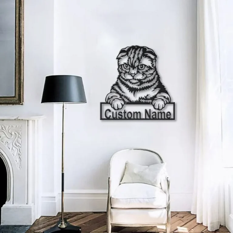 Personalized Scottish Fold Cat Metal Sign Art, Custom Scottish Fold Cat Metal Sign, Animal Gift, Pets Gift, Birthday Gift