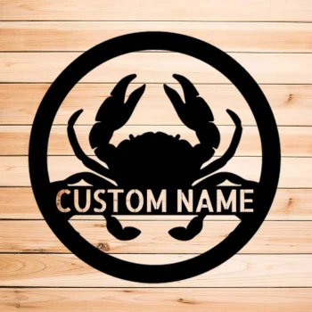 Crab Monogram Indoor Outdoor Steel Wall Art Sign Father's Day Dad Husband Son Brother Housewarming Beach Vacation Houseman Cave Garage