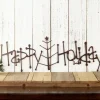 Happy Holidays Metal Sign With Christmas Tree - Copper, Christmas Tree, Outdoor Sign, Holiday Decor, Christmas