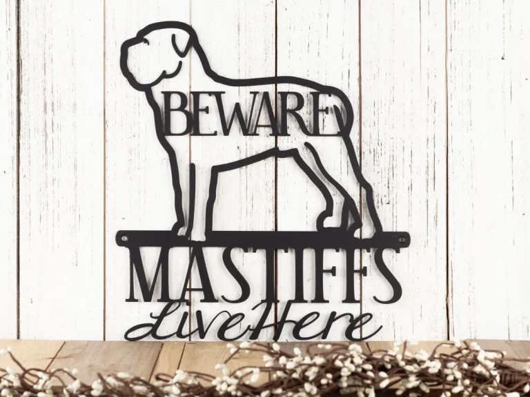 Bull Mastiffs Live Here Metal Sign - Black, Metal Wall Art, Bull Mastiff, Mastiff, Outdoor Sign