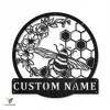 Personalized Honey Bee Monogram Metal Sign Art, Custom Honey Bee Metal Wall Art, Bee Antler Decor, Housewarming Outdoor Metal Sign