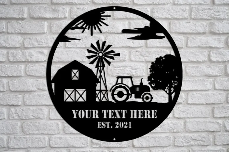 Personalized Metal Farm Sign, Ranch Sign, Barn Sign, Farmhouse Decor, Tractor Sign, Farmer Gift, Farm Scene Metal Sign