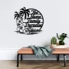 Personalized Family Beach Metal Sign, Beach Palm Tree Paradise Metal Sign, Metal Beach Sign, Family Beach House, Metal Wall Art