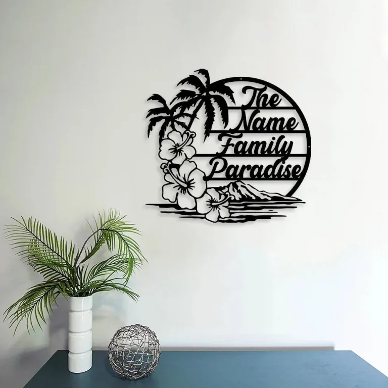 Personalized Family Beach Metal Sign, Beach Palm Tree Paradise Metal Sign, Metal Beach Sign, Family Beach House, Metal Wall Art