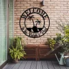Personalized Family Pool Palm Tree Metal Sign, Metal Welcome Palm Tree Scene Sign - Customizable Weatherproof Door Hanger Or Wall Art