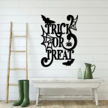 Trick Or Treat Metal Sign Door Decor, Halloween Decor, Halloween Door Hanger, Halloween Metal Sign, Scary, Halloween, Spider Web Sign