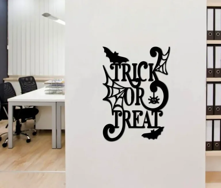 Trick Or Treat Metal Sign Door Decor, Halloween Decor, Halloween Door Hanger, Halloween Metal Sign, Scary, Halloween, Spider Web Sign