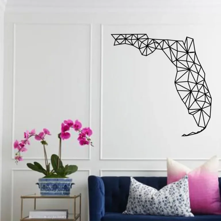 Geometric Design, Metal Wall Art, Metal Florida Map, Metal Wall Decor, Interior Decoration, Wall Hanging, Home Living Room Decor