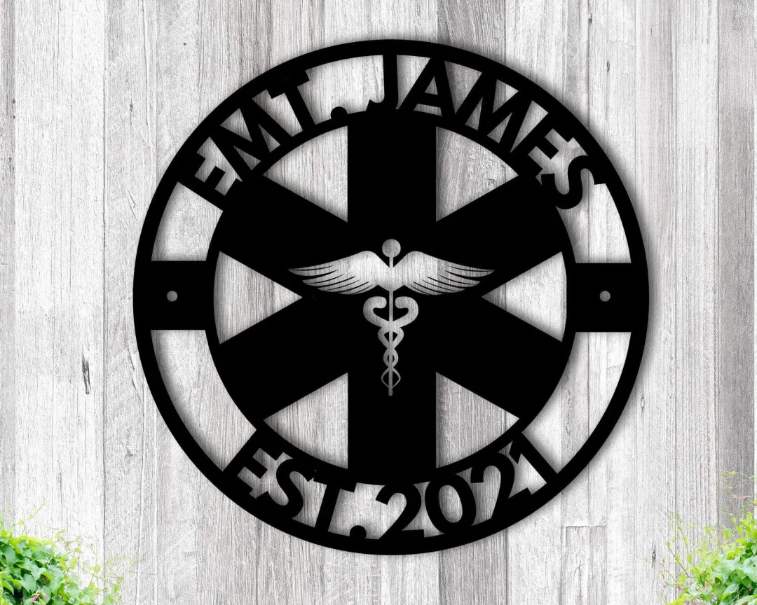 il_fullxfull.3248064661_b8u6_1024x1024_2x_046c64dc-c328-4fe4-8b75-a2d2395133b0.webp Custom Metal Sign For Paramedic, Emt Gift Ideas, Medical Field Home Decor, Personalized Family Name Sign, Custom Ems Gift, First Responder